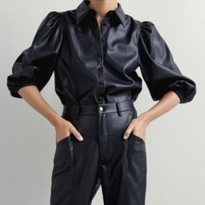 ZARA FAUX LEATHER BLOUSE